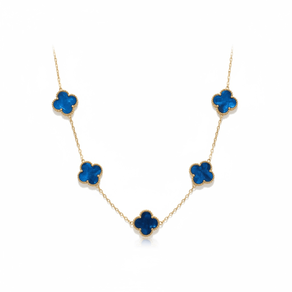 Blue Mother Pearl Trefoil Necklace