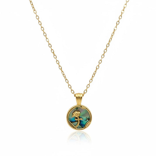 Abalone Rose Pendant Necklace